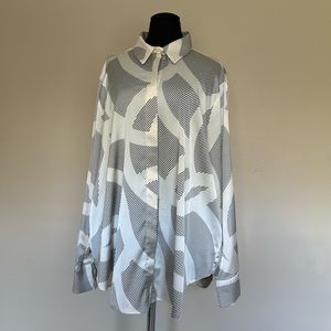 H&M Black + Cream Dressy Button Down Blouse / Size XL